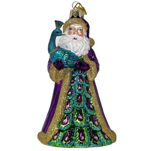 Buy Kurt S. Adler Glass Christmas Ornament Santa Claus with Peacock 13cm  Multi online | Felinaworld