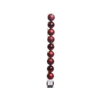 Decoris plastic Christmas ball 6cm ox blood 10 pieces