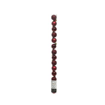 Decoris plastic Christmas bauble 3cm oxblood 14 pieces.