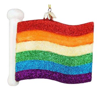 Kurt S. Adler Glass Christmas Ornament Rainbow Flag 10cm Multi