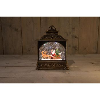 Battery-Powered Christmas Lights Lantern Santa in Glitter Water LED Warm White 22x8x29 cm 3xAA