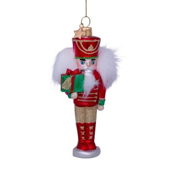 Vondels glass Christmas Ornament Nutcracker 16cm Green, Red