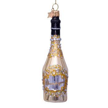 Vondels glass Christmas ball Champagne bottle 16cm gold