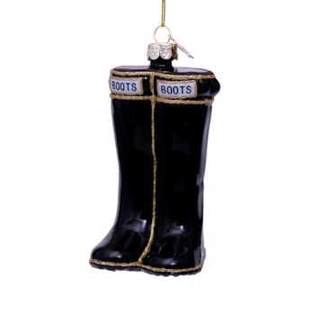 Vondels glass Christmas Ornament Boots 11.5cm Black