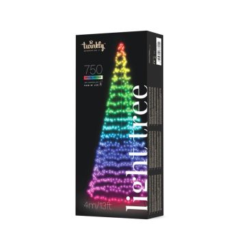 Twinkly Generation II LED-Weihnachtsbeleuchtung Baum mit 750 Lampen 4 Meter inklusive Stange mehrfarbig