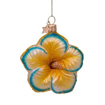 Vondels glass Christmas Ornament Flower 8cm Yellow