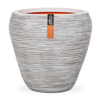 Capi nature rib nl bloempot tapered round 42x38 cm ivoor