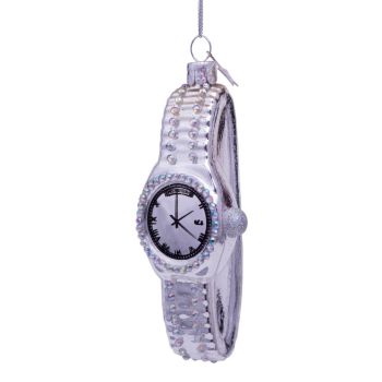 Vondels glass Christmas Ornament Watch 11.5cm Silver