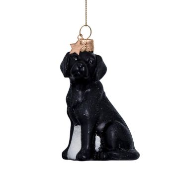 Vondels glass Christmas Ornament Labrador Dog 9cm Black