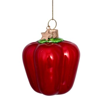 Vondels glass Christmas ball Bell pepper 7cm red