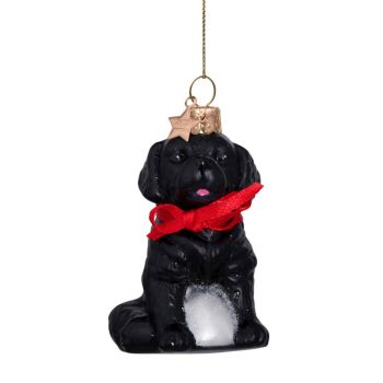 Vondels glass Christmas ball Labrador puppy dog 7cm black