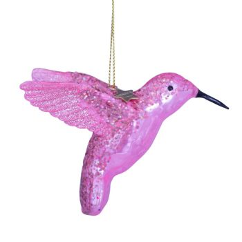 Vondels glass Christmas Ornament Hummingbird 8.5cm Pink