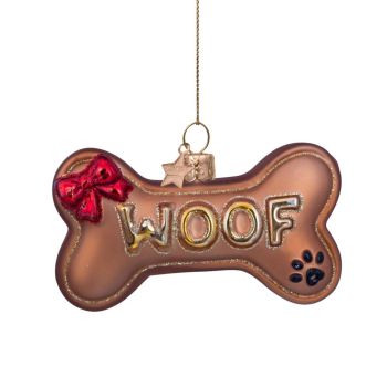 Vondels glass Christmas Ornament Dog Bone 6.5cm Brown