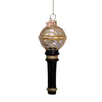 Vondels glass Christmas Ornament Microphone 13.5cm Black, Gold