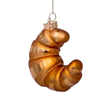 Vondels glass Christmas Ornament Croissant 10cm Brown