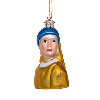 Vondels glass Christmas Ornament Girl with a Pearl Earring (Vermeer) 8cm Multi