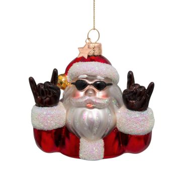 Vondels glass Christmas Ornament Cool Santa Claus 9cm Red, White