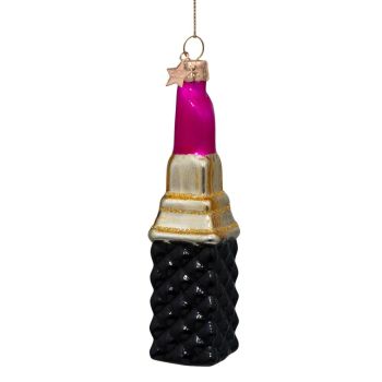 Vondels glass Christmas Ornament Lipstick 12cm Pink