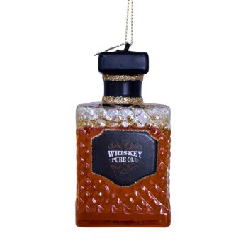 Vondels glass Christmas Ornament Whiskey Bottle 8.5cm Brown