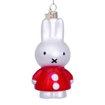 Vondels glass Christmas ball Miffy red Christmas dress 11cm white