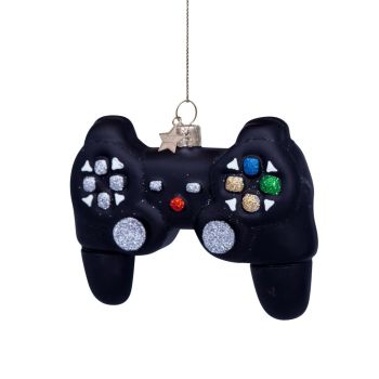 Vondels glass Christmas Ornament Game Controller 8cm Black