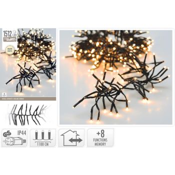 Kerstverlichting 1512 LED cluster warm wit 11 meter