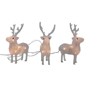 Christmas lights reindeer 17cm x3 acrylic LED timer 3xaa