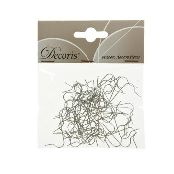 Decoris Christmas ball hooks silver 50 pieces