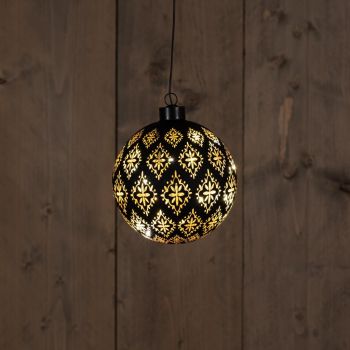 Christmas Lights Ball Glass Black/Baroque 10 Bulbs 12cm Warm White