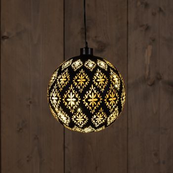 Christmas lights ball glass black/baroque 12 lights d15cm warm white