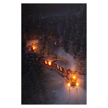 Christmas lights LED canvas 38x58cm train - 2xAA