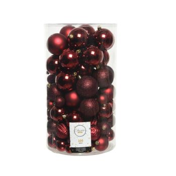 Decoris palline di natale in plastica rosso 100 pezzi