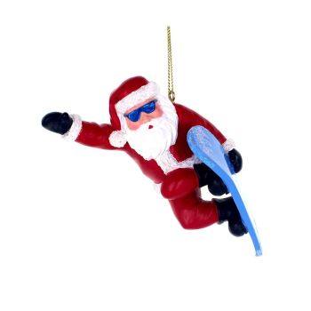 Kurt S. Adler Plastic Christmas Ornament Santa Claus with Snowboard 12cm Red, White