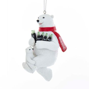 Kurt S. Adler plastic Christmas ornament Coca-Cola polar bear 10cm white