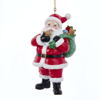 Kurt S. Adler Plastic Christmas Ornament Santa Claus with Mouse 11cm Multi