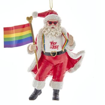 Kurt S. Adler Plastic Christmas Ornament Santa Claus with Rainbow Flag 12cm Multi