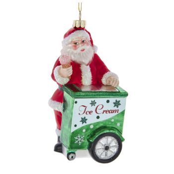 Kurt S. Adler glass Christmas ornament Santa Claus Ice Cream Seller 13cm Multi