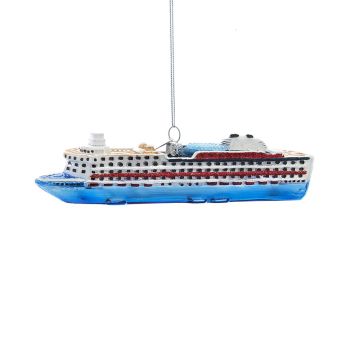 Kurt S. Adler glazen kerstbal cruiseschip 15cm multi 