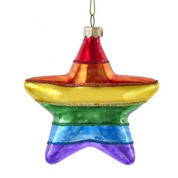 Kurt S. Adler glazen kerstbal ster regenboog 10cm multi 