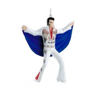 Kurt S. Adler plastic Christmas ornament Elvis Presley 10cm white, blue