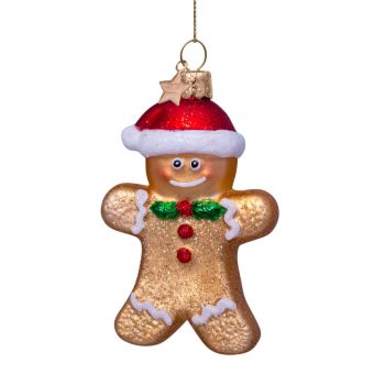 Vondels glass Christmas Ornament Gingerbread Man 8.5cm Brown