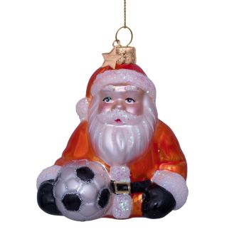 Vondels glass Christmas ball Dutch national team Santa Claus with soccer ball 9cm orange