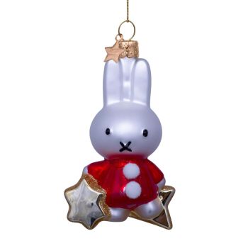 Vondels glass Christmas Ornament Miffy Red Dress Star 10.5cm White