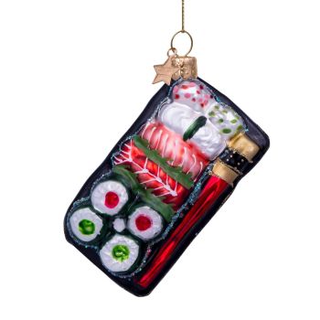 Vondels glass Christmas Ornament Sushi Plate 10cm Multi