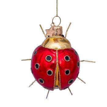 Vondels glass Christmas Ornament Ladybug 9cm Red