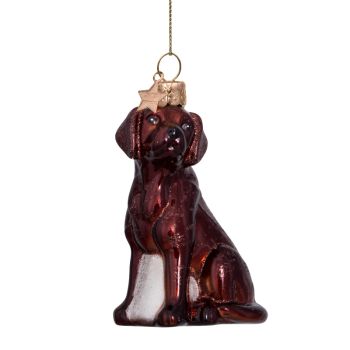 Vondels glass Christmas Ornament Labrador Dog 9cm Brown