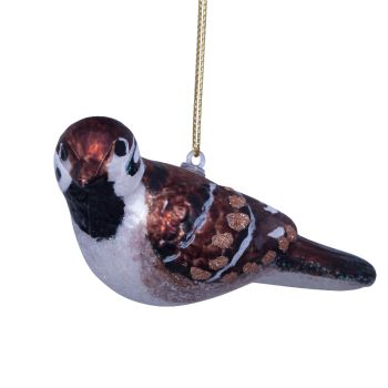 Vondels glass Christmas ball House sparrow bird 4.5cm brown