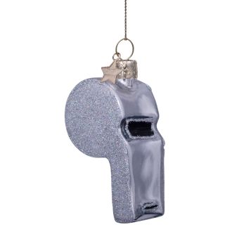 Vondels glass Christmas Ornament Whistle 4cm Silver