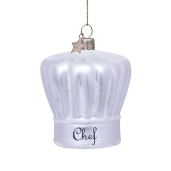 Vondels glass Christmas Ornament Chef's Hat 7cm White