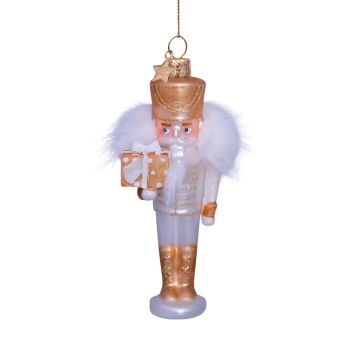 Vondels glass Christmas Ornament Nutcracker 16cm Gold, White